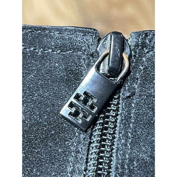 Tory Burch Tory Burch Black Suede 'Alaina' Logo Ankle Boots Women 9M Zip - Picture 5 of 13